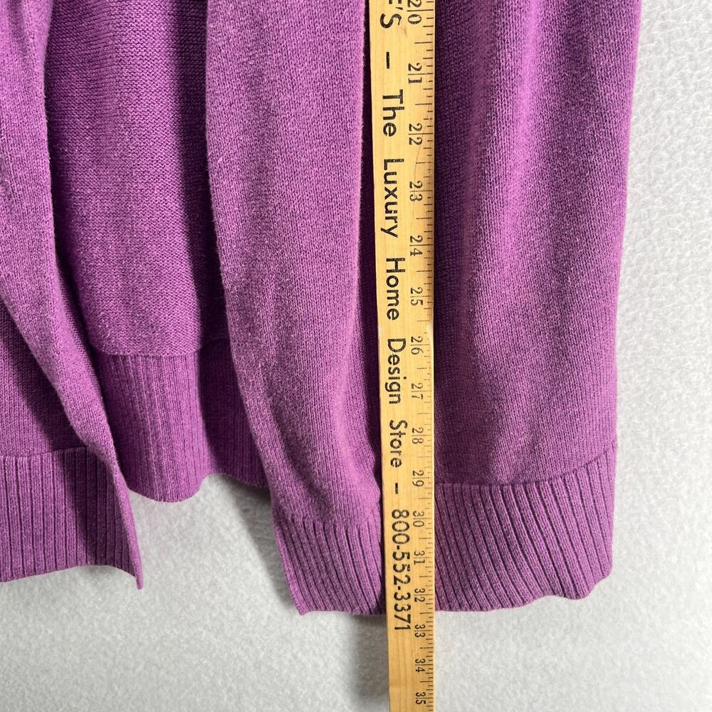 EILEEN FISHER Sweater S Organic Cotton Cardigan Open Front 3/4 Sleeve Purple - Picture 13 of 15